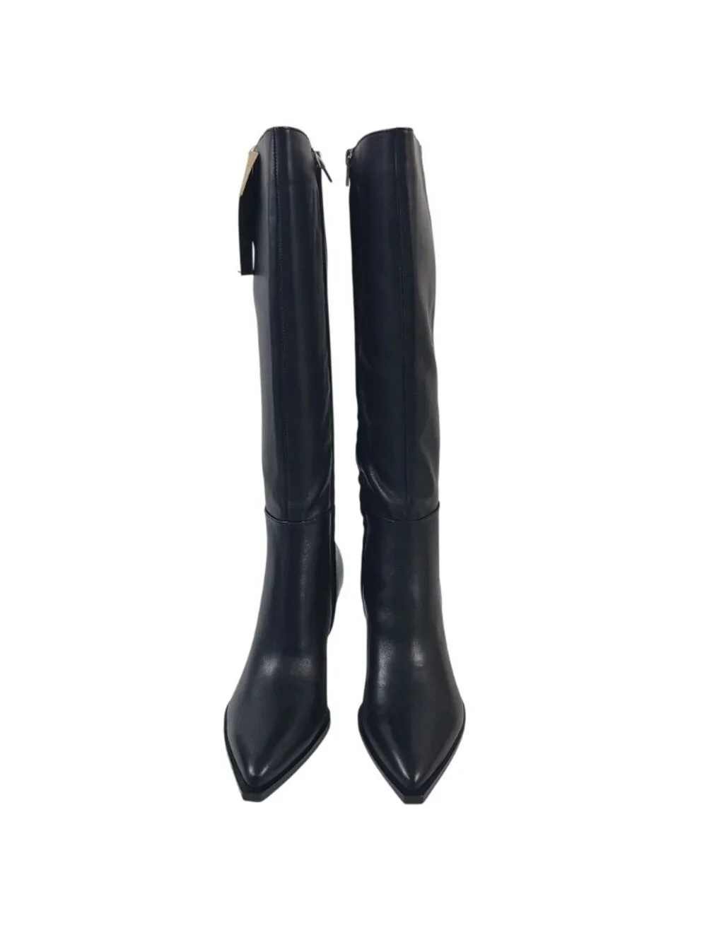 NEW Dolce Vita Auggie Black Leather Knee-High Boots Size 7.5 Kitten Heel - Picture 2 of 10